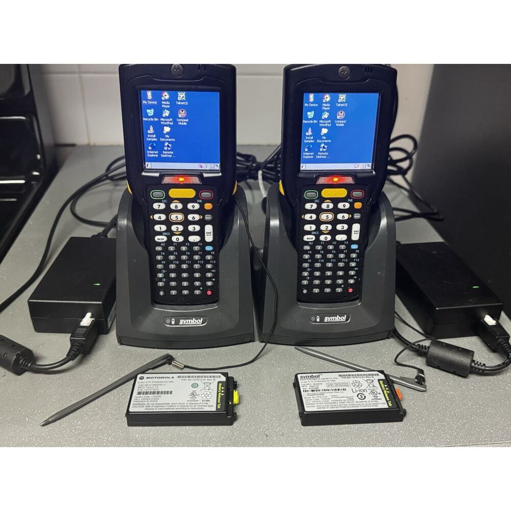 Motorola MC3190 Barcode Scanners Lot of 2 w/ Cradles, Stylus, Batteries & Cables